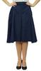 Women's A-line Denim Pleated Blue Skirt With Pockets and Side Zip