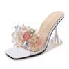 Fashion Comemore Summer Women Slingback Pumps Luxury Transparent High Heels Sandals Sexy Square Toe Mules Slippers Party Fashion Shoes