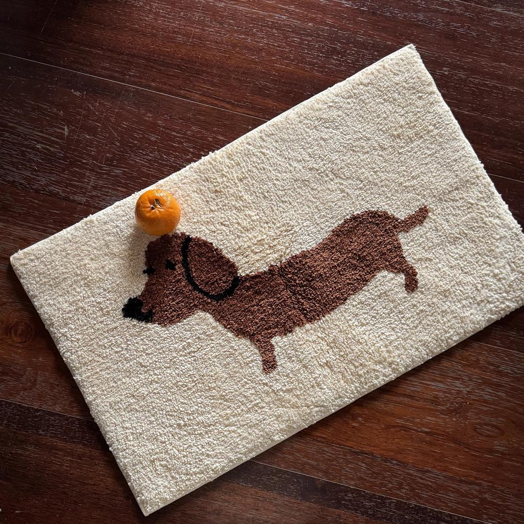 Cute Tufting Puppy Bedroom Rug Cartoon Dog Dachshund Carpet Bathroom Foot Pad Bath Mat Doormat Aesthetic Home Kids Room Decor
