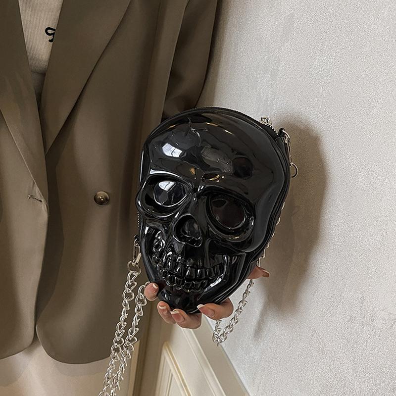 Милая сумка на плечо с рисунком из мультфильма «Хэллоуин», забавная сумка с изображением черепа призрака из искусственной кожи, сумка на молнии, кошелек, маленькая сумка через плечо для телефона