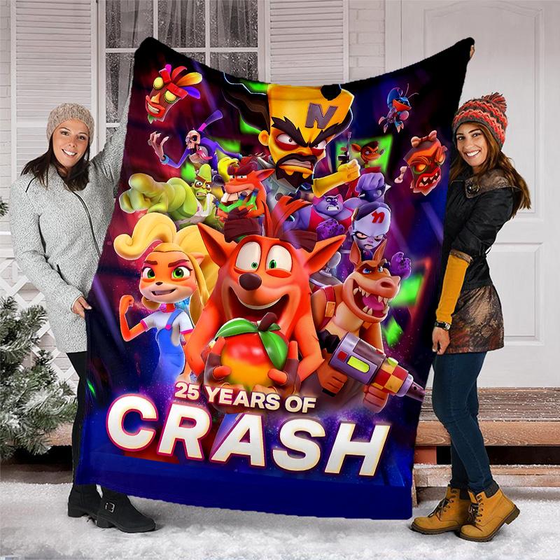 Crash Bandicoot printed throw blanket—lightweight,soft,warm;versatile blanket for all seasons—perfect as &air-conditioning throw,nap blanket
