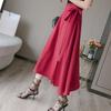 Женская плиссированная юбка, шифоновая цельная ретро-юбка на шнуровке, летняя розовая женская пляжная юбка в корейском стиле с разрезом