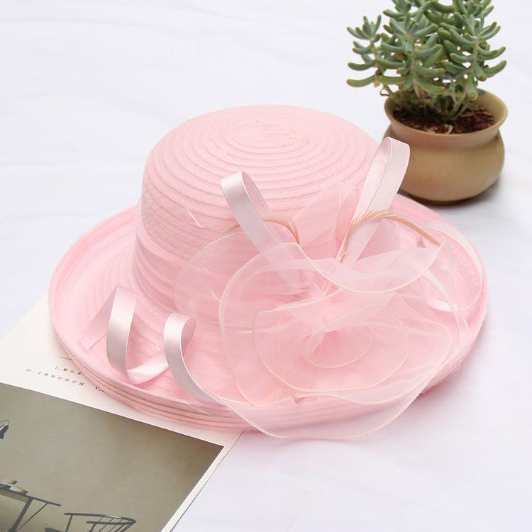 Солнцезащитная шляпа от солнца Органза Цветок Сетка Солнцезащитная шляпа Весна и Лето Складная Женская Шляпка-котелок с гофрированной тульей