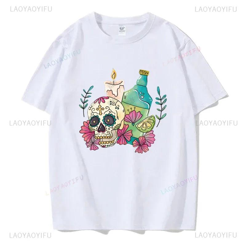 Мексиканский День мёртвых ''DÍA DE LOS MUERTOS'' Футболка с принтом Мужская графическая футболка Повседневные удобные футболки на лето Женская одежда