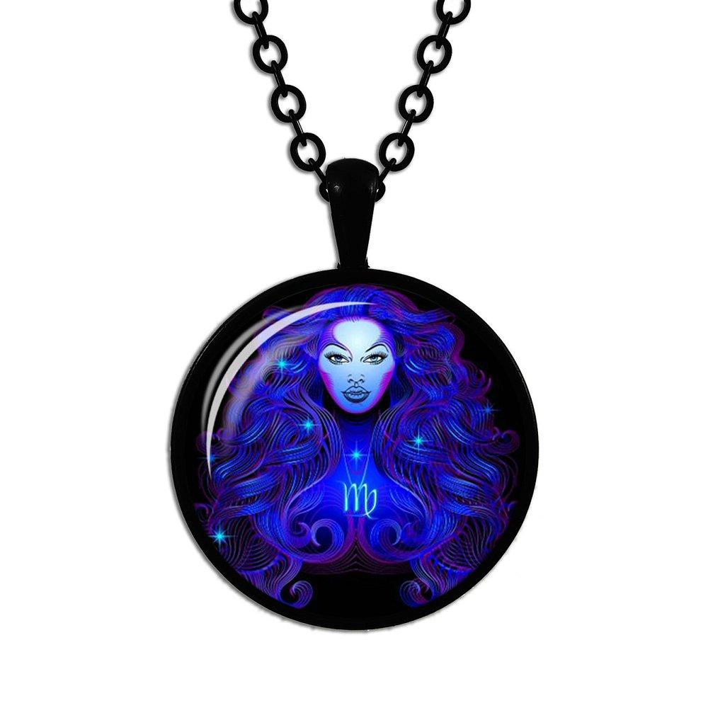 Новая мода 12 знаков зодиака дизайн зодиак гороскоп астрология кулон ожерелье дамы мужчины стекло кабошон ожерелье