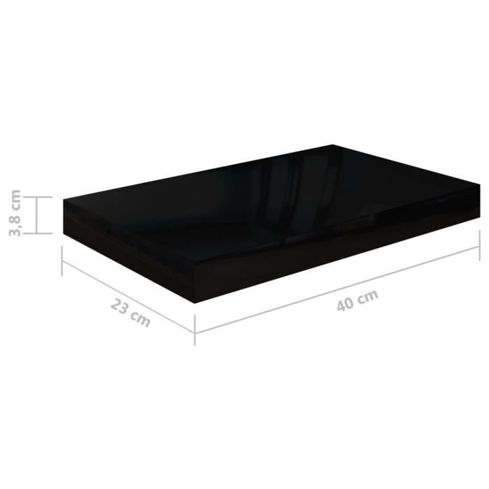 VidaXL Étagère murale flottante 4 pcs Noir brillant 40x23x3,8 cm MDF