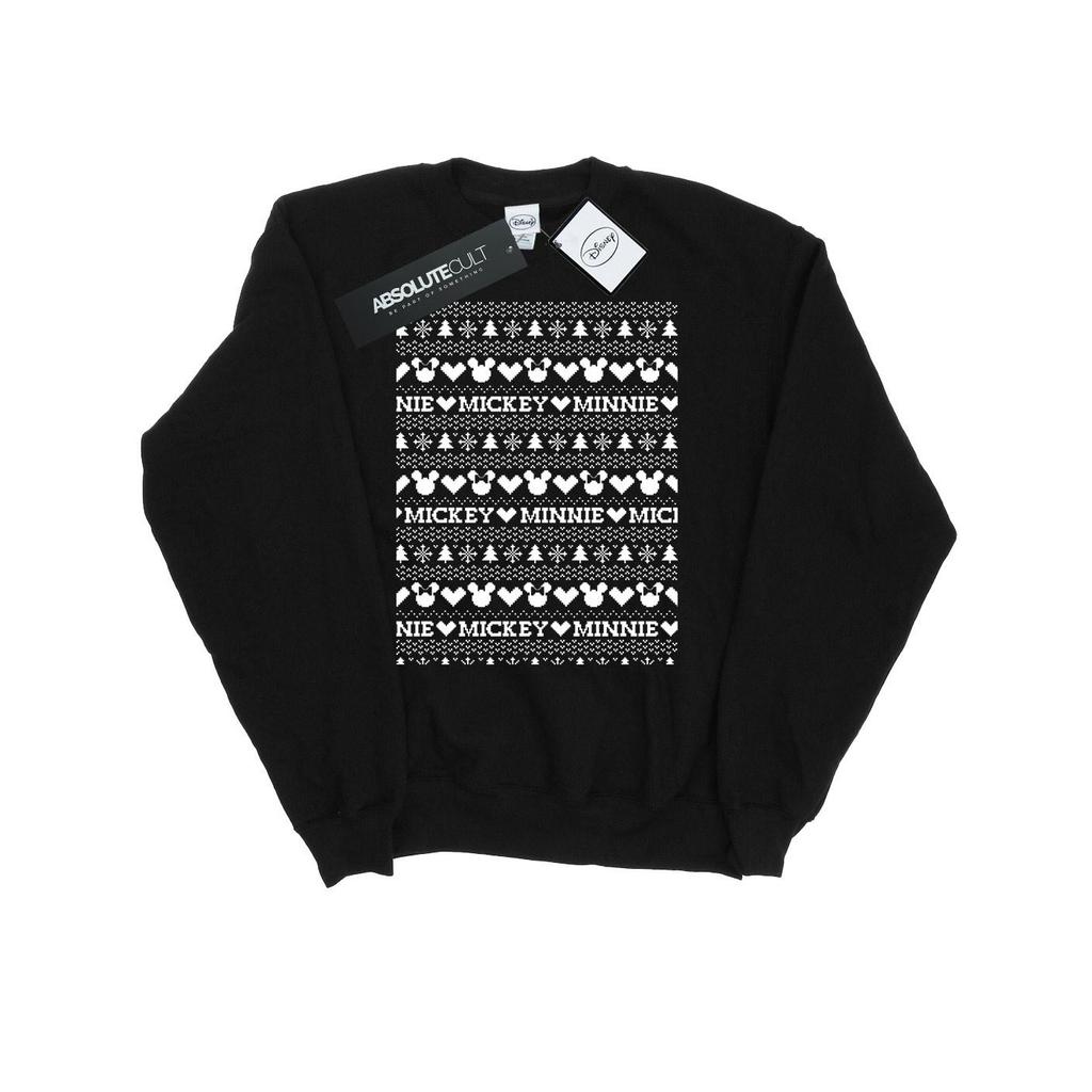 Disney Mens Mickey And Minnie Christmas Fair Isle Sweatshirt