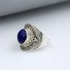Кольцо с драгоценным камнем лазурит, дизайнерское кольцо, эффектное кольцо, богемное кольцо, подарок для нее, модные украшения, серебро 925 пробы