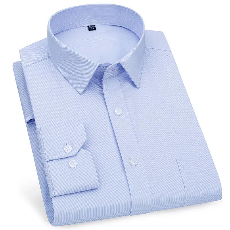 Мужские рубашки в стиле business casual Фиолетово-синие Хлопок Обычный крой Длинный рукав Классическая Клетка Полоска Клетка Рубашки для социальной работы