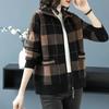 Женский вязаный кардиган 2025 года Популярная новая осенне-зимняя универсальная куртка в клетку на молнии в западном стиле