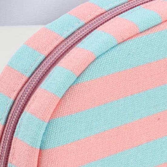 Косметичка в полоску из ракушки, холщовая, дорожная, органайзер для макияжа, портативная, милая косметичка с помпонами для женщин и девочек.