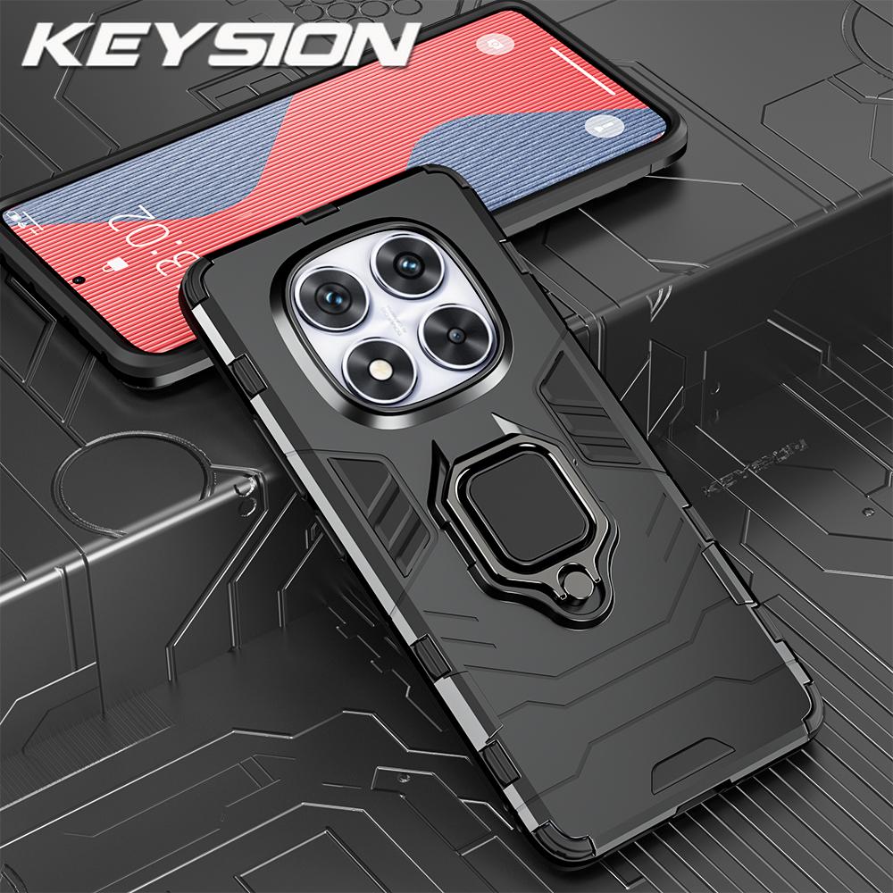 KEYSION Противоударный защитный чехол для Redmi Note 14 4G 14 Pro+ 5G Силиконовый + PC Ring Stand Phone Back Cover для Redmi Note 14 Pro 5G