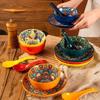 Ceramic Tableware Set Three-Piece Household Rice Bowl Plate Spoon Set Restaurant Hot Pot Barbecue Shop Commercial