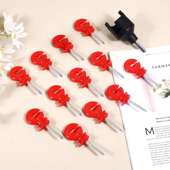 1 Set Electric Fence Insulator Screws Fence Ring Post Self-Tapping Insulator Labor-Saving Wood Post Insulator Grid System Accessories