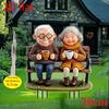 Romantic Old Couple Bench 2D Flat Acrylic, Decorated, Suitable for Garden, Outdoor, Lawn, Gifts, Christmas, Halloween
