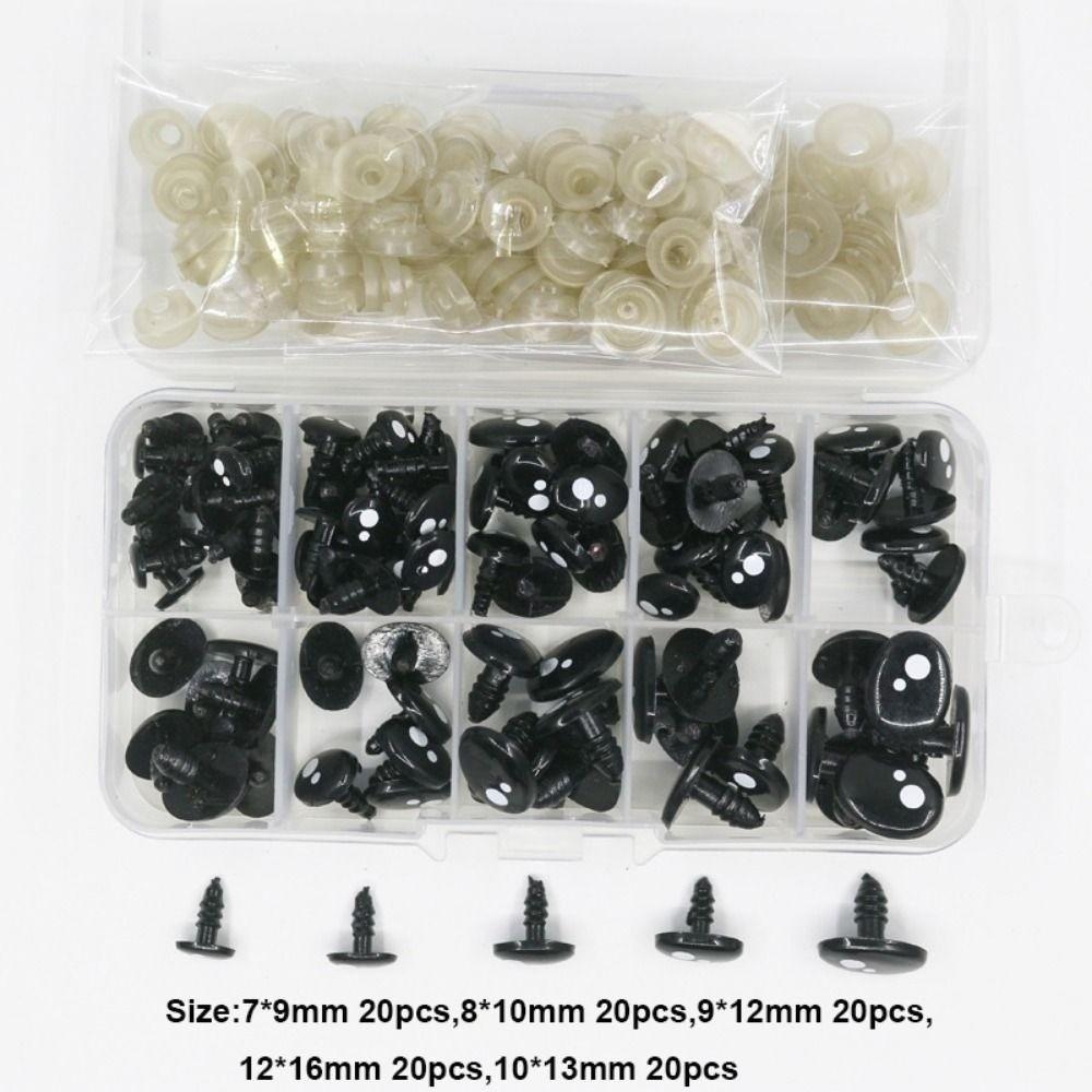 100pcs/box Oval Shape Plastic Safety Eyes Black Black Screw Eyes New Doll Bear Toys For Toys