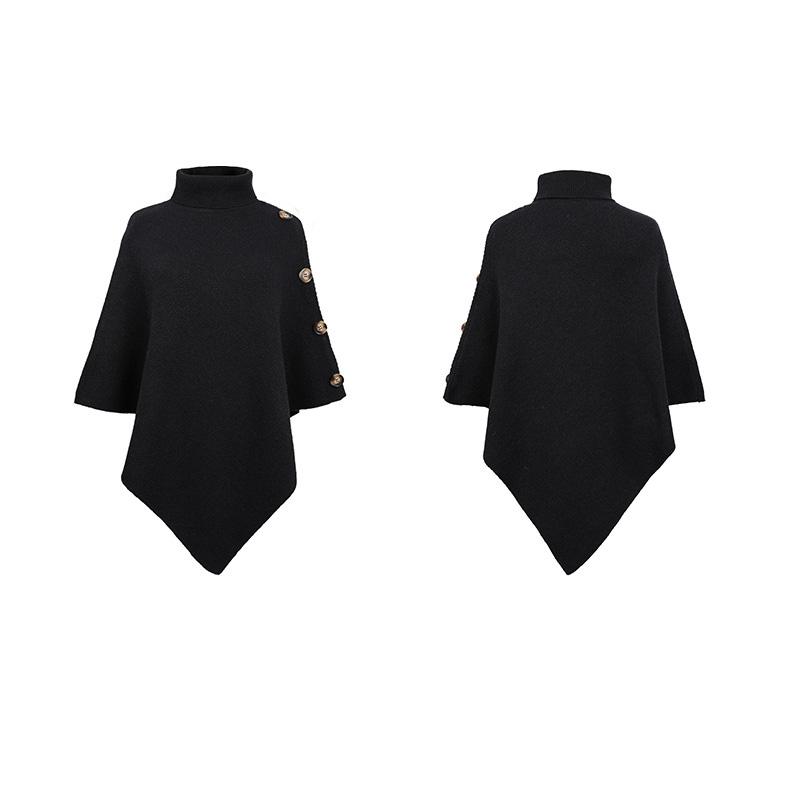 Autumn and Winter Women Solid Loose Bat Sleeve Cross Border Cloak Cardigan Knitwear O-Neck Sweater