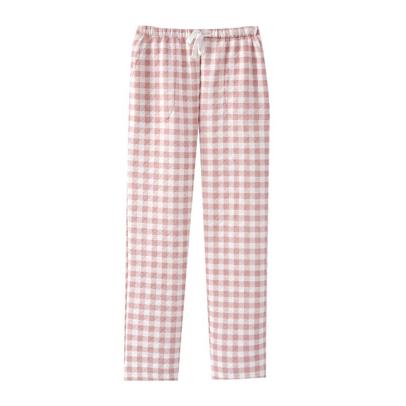Autumn and winter, home pants couple, plaid trousers, men's pajama pants padded cotton thermal casual loose women's trousers