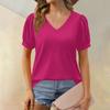 Женская модная футболка с коротким рукавом и V-образным вырезом, свободная повседневная футболка