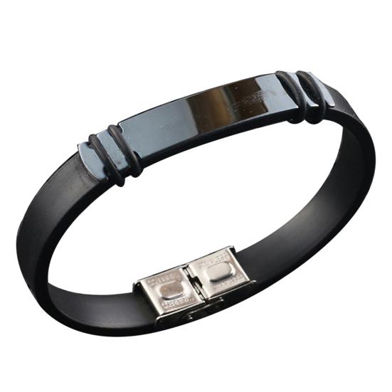 Мужской силиконовый плетеный кожаный браслет с пряжкой и застежкой, ювелирные изделия