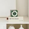 Креативные часы Art Block Creative Seat Clock, бесшумный цифровой дисплей, неправильная форма с зеленым шаром сверху, белое основание, надпись «Всего наилучшего».