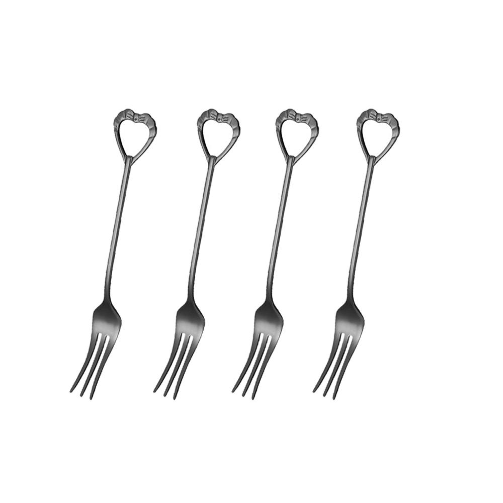 4 шт., набор разноцветных маленьких вилок из нержавеющей стали, десертные вилки для мороженого, торта, чайная закуска, фруктовая вилка, зеркало, столовые приборы, столовые приборы, серебро
