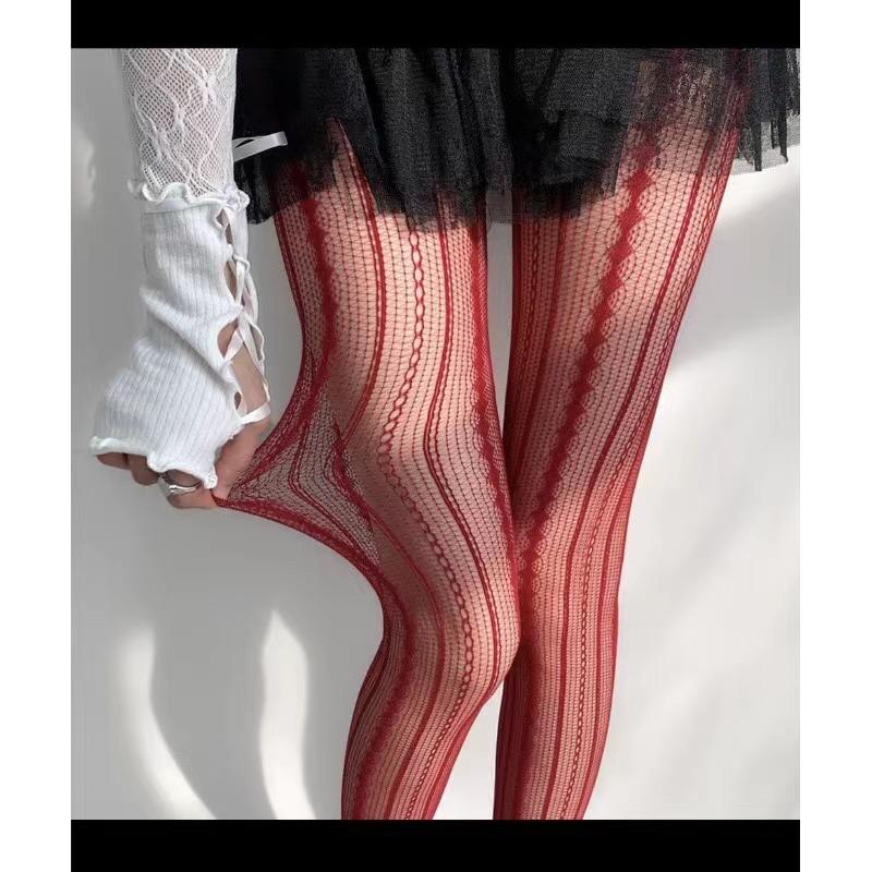 Lolita Stockings Womens Sexy Fishnet Tights Sexy Geometric Striped Pantyhose Rattan Mesh Lace Gothic Seamless Fishnet Legging