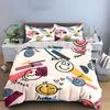 Smiley Faces and Fun Text Bedding Duvet Cover Set  (1*Duvet Cover 2*Pillowcases, without duvet insert)