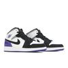 Air Jordan 1 Mid SE Grade School 'Varsity Purple' (Unisex) White / Black / Light Solar Flare Heather / Varsity Purple Kids' Basketball Shoes