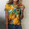 Women's Bee Printed T-shirt, Basic Casual Top, Large Clothing
