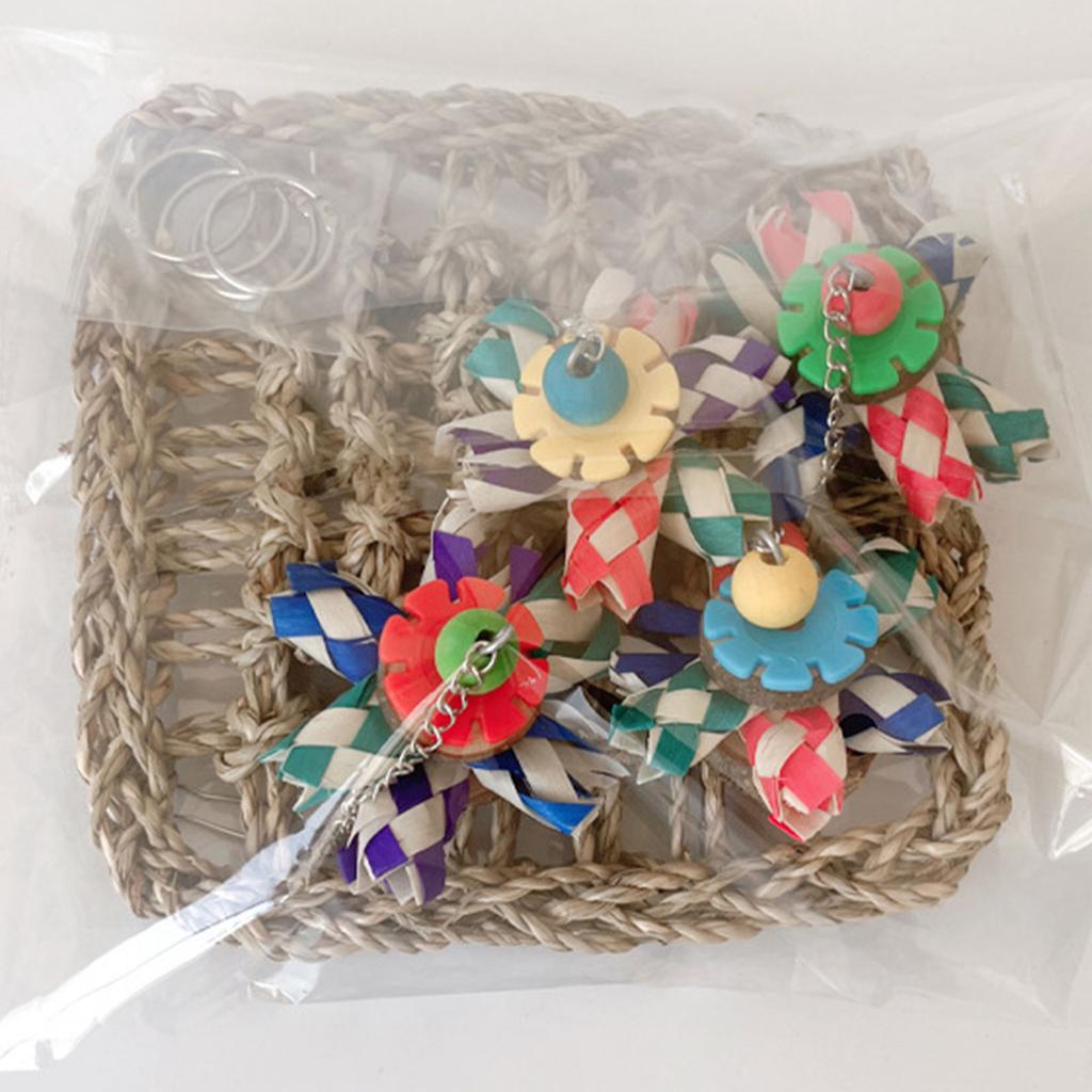 Multiuse Bird Perch Chewable Hammock Cage Hanging Toy with Natural Woven Straw Safe For Pet Parrots Entertainment Fun