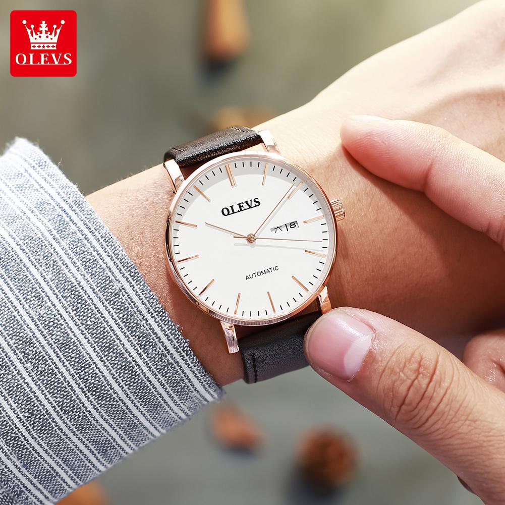 OLEVS Men's Watches Simple Casual Original Automatic Mechanical Wristwatch for Man Self-winding Movement Waterproof Luminous New