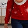 Fake Boob Pattern Top Christmas Sweatshirt with Exposed Breast Print, Long Sleeve Crewneck Pullover for Women, Low Cut Xmas Party Casual Loose Fit