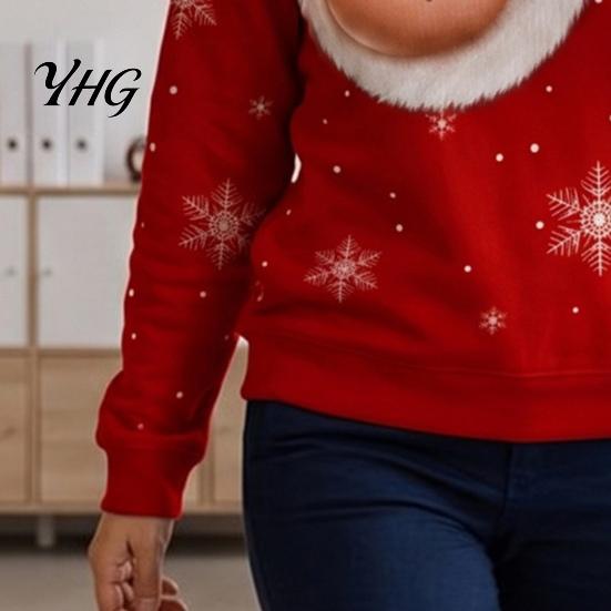 Fake Boob Pattern Top Christmas Sweatshirt with Exposed Breast Print, Long Sleeve Crewneck Pullover for Women, Low Cut Xmas Party Casual Loose Fit