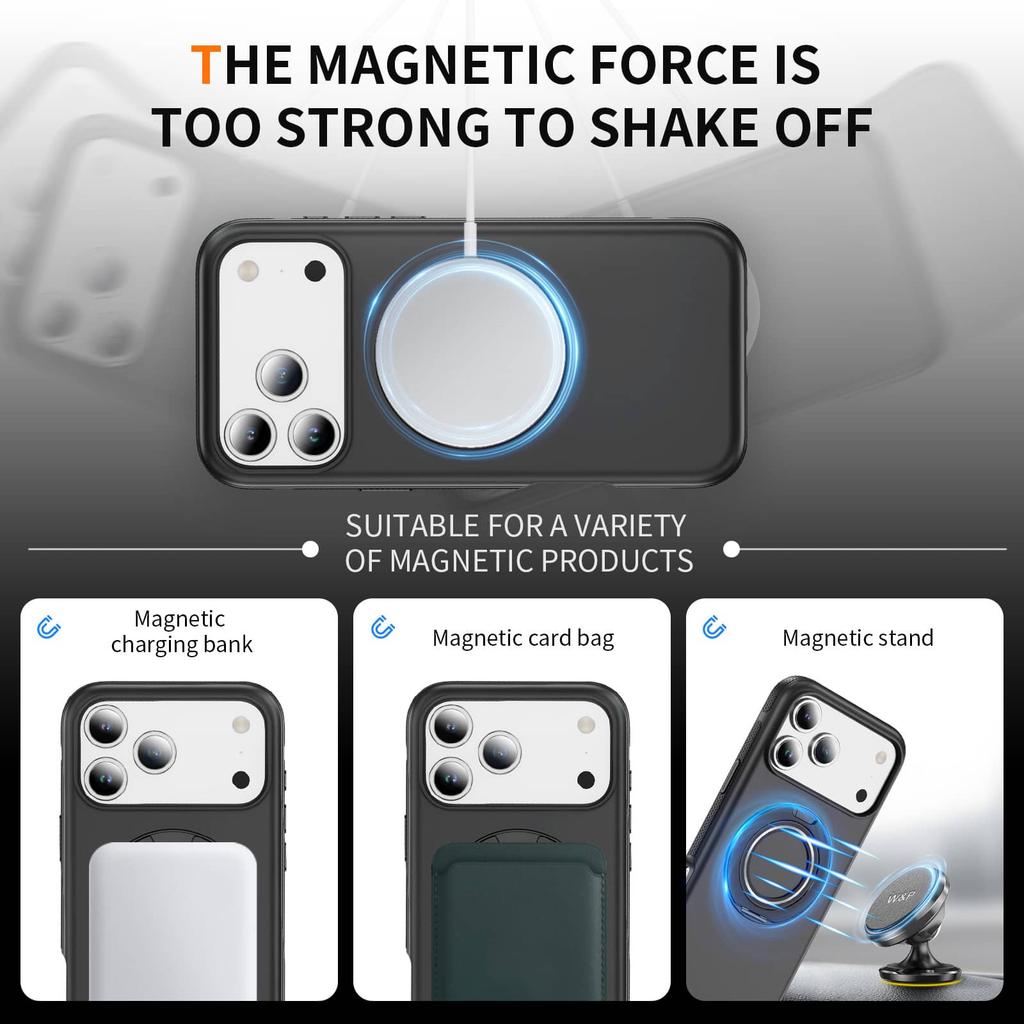 Совместим с MagSafe для чехла iPhone 17/Air/16/15/14/13/12 Pro Max 11, с вращающейся на 360° подставкой, защитный бампер от падений