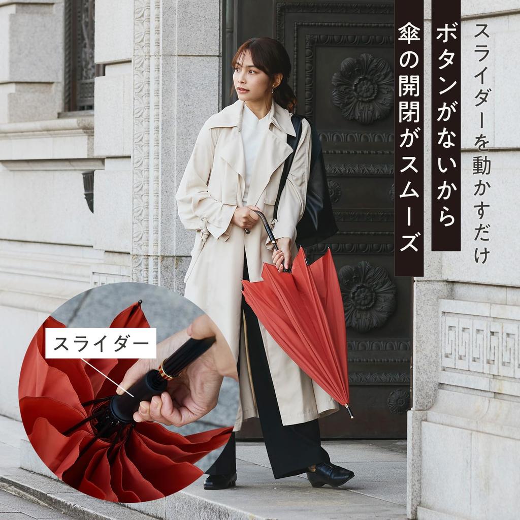 Marna Shupatto and Long Suitable for Rain or Royal P614B Umbrella, Women's Men's, Buttonless, Umbrella, Unisex, Shine, Water-Repellent, Blue, 58cm,