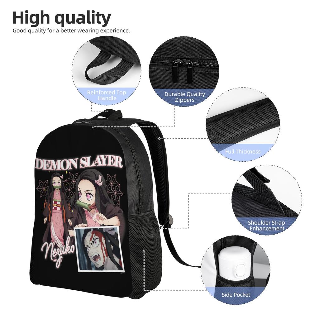 Рюкзаки Клинок, рассекающий демонов Kimetsu no Yaiba Незуко Пробужденный демон Daypack mochila Для офиса Ретро Моющийся Rucksack