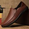 Fashion Brown Business Loafers Man Casual Shoes Slip-on Flat Shoes Leather Moccasin Shoes Trendy Soft Footwear Breathable Black Shoes
