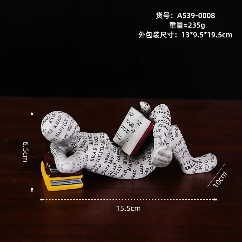 Reading Statue Man Reading Book Statue Resin Aesthetic Abstract Modern Sculptures for Coffee Table Tabletop Library Accessories