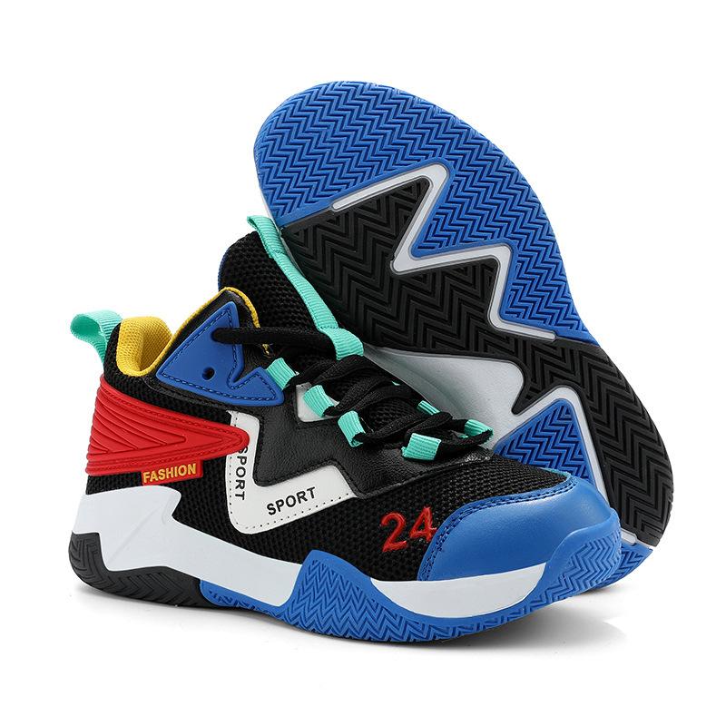 Мальчиковые спортивные кроссовки Новые сетчатые дышащие мальчиковые кроссовки для тренировок и реального боя Повседневные детские баскетбольные кроссовки