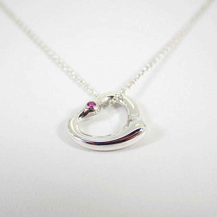 [Б/у] TIFFANY 925 розовый сапфир открытый кулон сердце/ожерелье [g342-37]