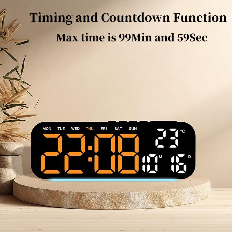 Цифровой будильник с питанием от USB с RGB подсветкой настроения, ТЕМПЕРАТУРА, ДАТА, 2 будильника, повтор, настольные часы, 12/24-часовой формат, автоматическая регулировка яркости, таймер, обратный отсчет, светодиодные часы