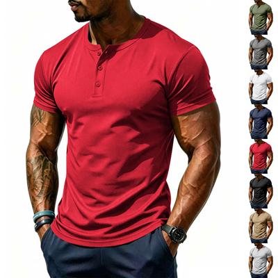 Мужская футболка-henley с коротким рукавом, быстросохнущая, легкая, дышащая, из сетчатой ткани, спортивного кроя, повседневная, для летних видов спорта