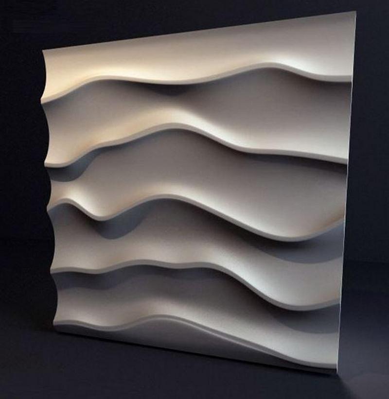 3D Wall Panel Mold for Gypsum, Plaster or Concrete Tile for Decorative Wall Panels 'Efir'