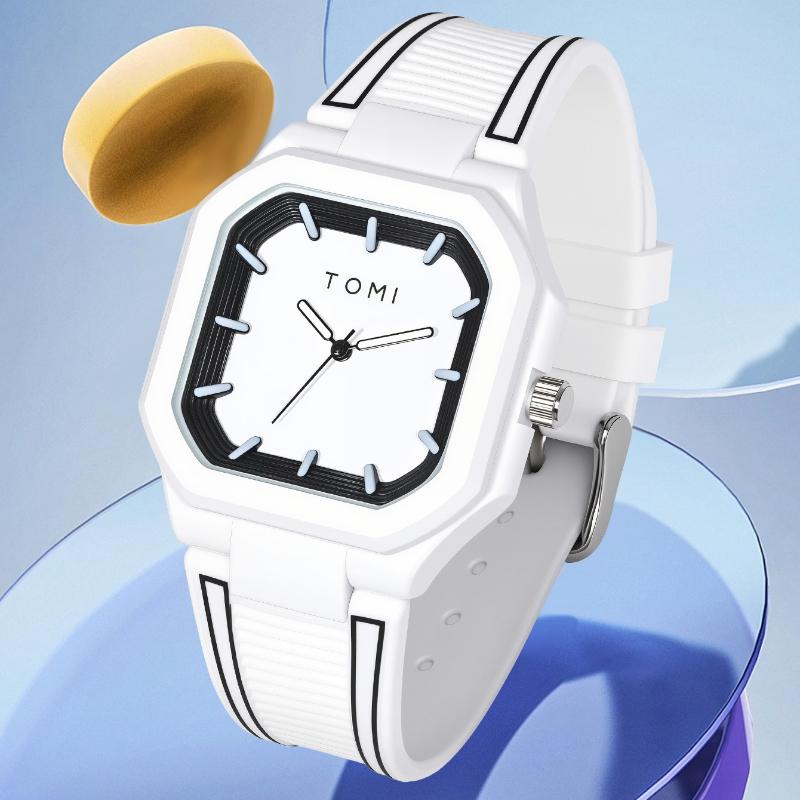 Men's Large Dial Silicone Watch Square Digital Display Wristwatch with Silicone Strap for Unisex
