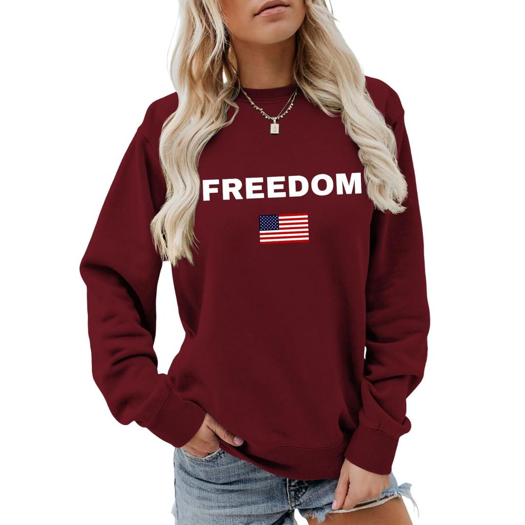 Women's Fashionable Casual Round Neck Loose Long Sleeved Printed Sweatshirt