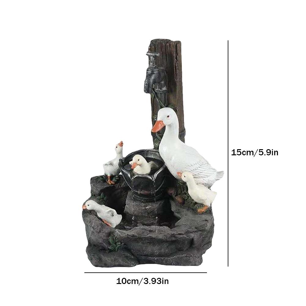 Garden Lighted Sculpture Solar Duck Squirrel Fountain Figurine Resin Duck Fountain Waterfall Statue Home Outdoor Landscape Decor