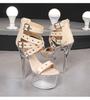 Model Rivet Zipper Roman Sandals Transparent Luminous Shoes Sexy Heels Sandals 1986 Series 20cm Heel 10cm Platform LFD