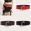 Punkinspired Leather Belt With Rivets And Silver Buckle For Casual Outfits