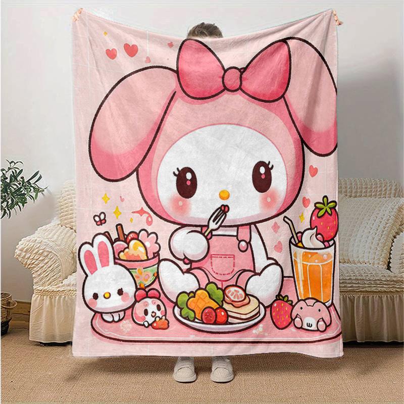 1pc My Melody's Sweet Breakfast Adventure Blanket, Soft Throw for Home Decor, Gift Idea, Suitable for All Seasons, Living Room, Travel, Camping, Car B